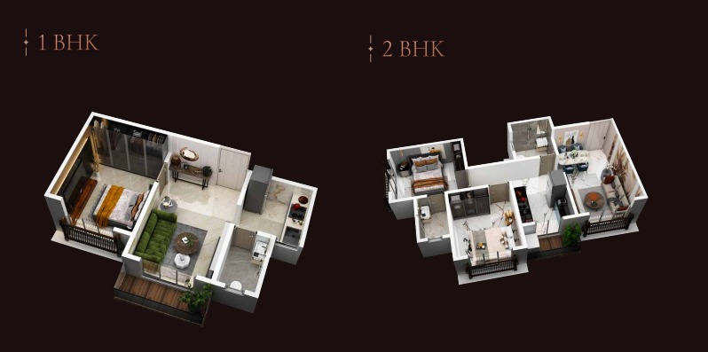 1 BHK and 2 BHK Floor Plans